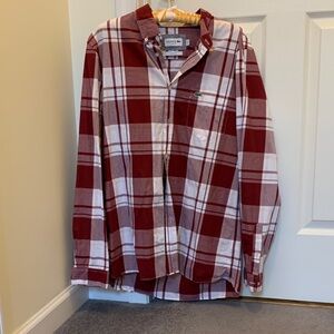 Lacoste Burgundy and White Checkered Shirt